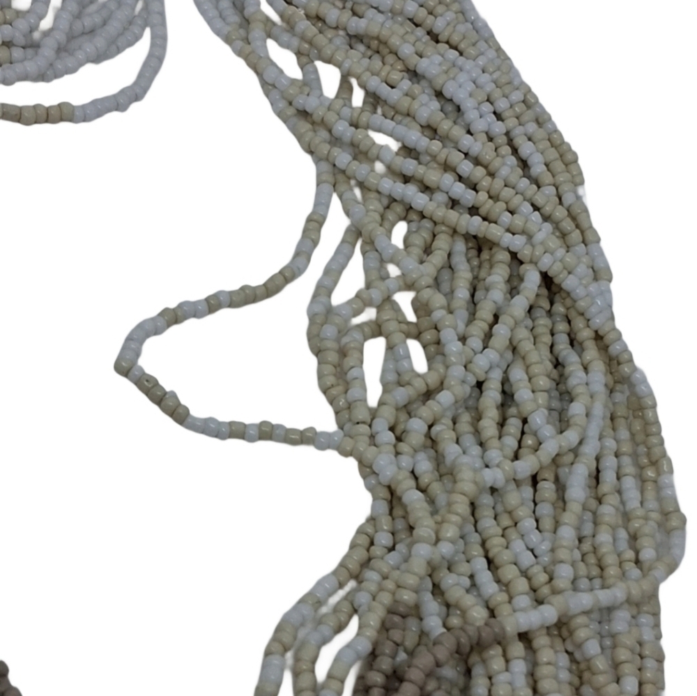Vintage Ombre Seed Bead Multi-Strand Statement Necklace Boho Neutral - Picture 5 of 8